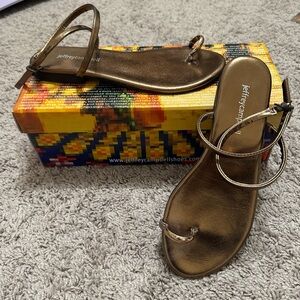 Jeffrey Campbell Bronze Metallic Toe-Loop Slingback Sandals